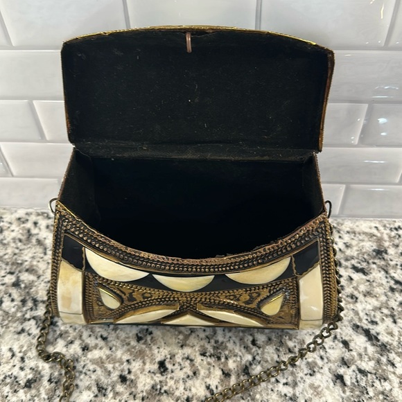 Moroccan Hammered Brass and Bone Purse - Picture 8 of 8